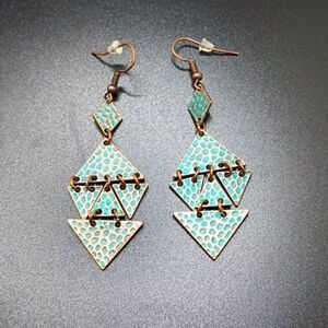 COPPER bronze abstract geometric boho earrings